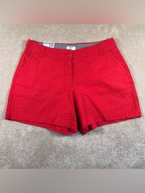 Crown & Ivy Shorts Red Caroline Casual Preppy NWT Waffle Cotton Women's‎ 10P